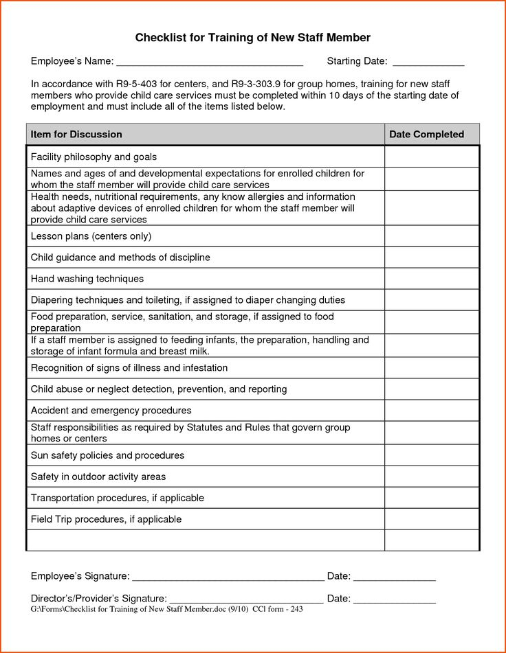 New Employee Training Checklist Template Employee Training Checklist 