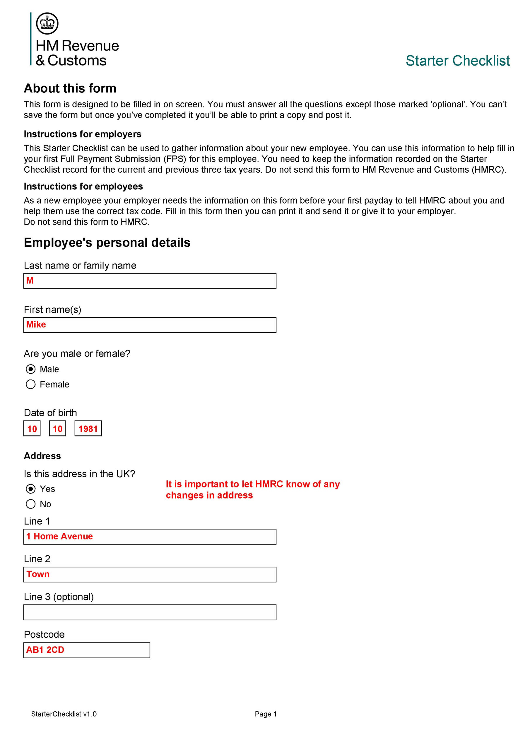 Pay As You Earn PAYE Form Starter Checklist Low Incomes Tax 