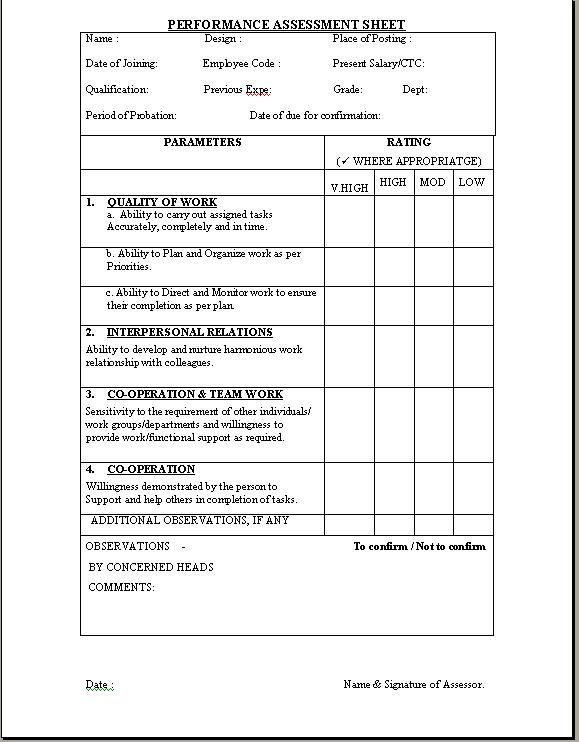 New Employee Probation Evaluation Form Employeeform Net