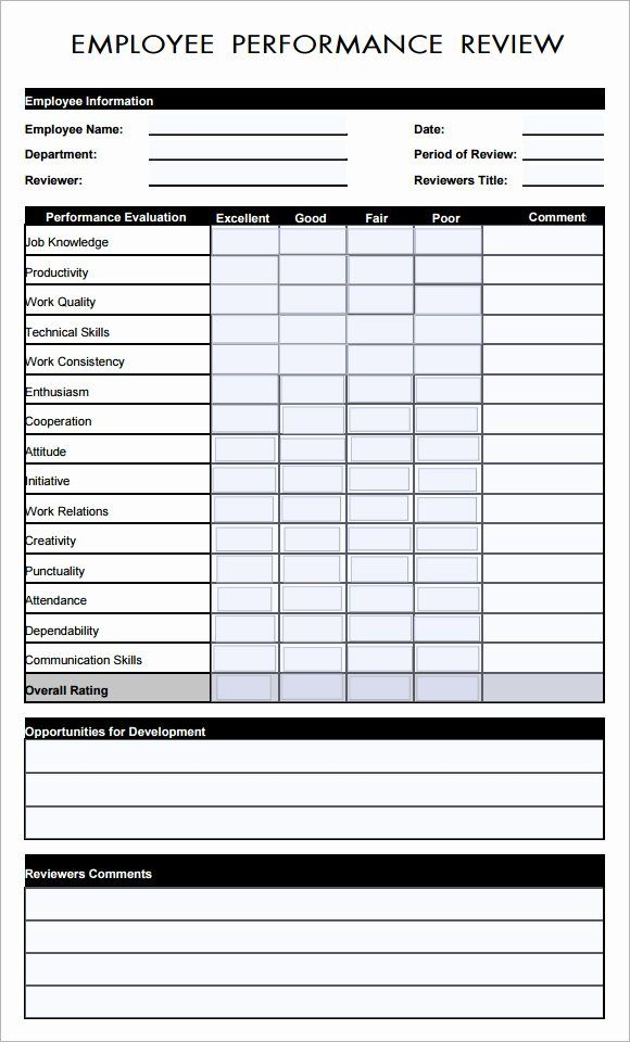 Restaurant Employee Evaluation Forms Inspirational Employee Evaluation 