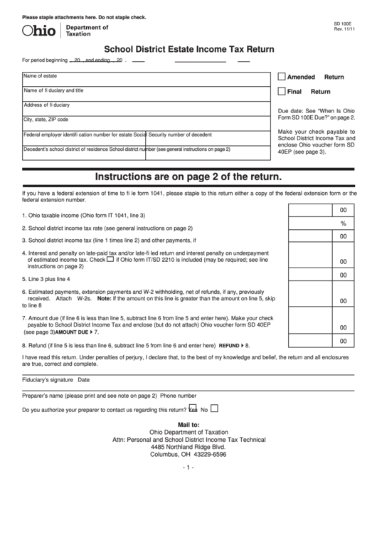 Top 6 Ohio Form Sd 100 Templates Free To Download In PDF Format