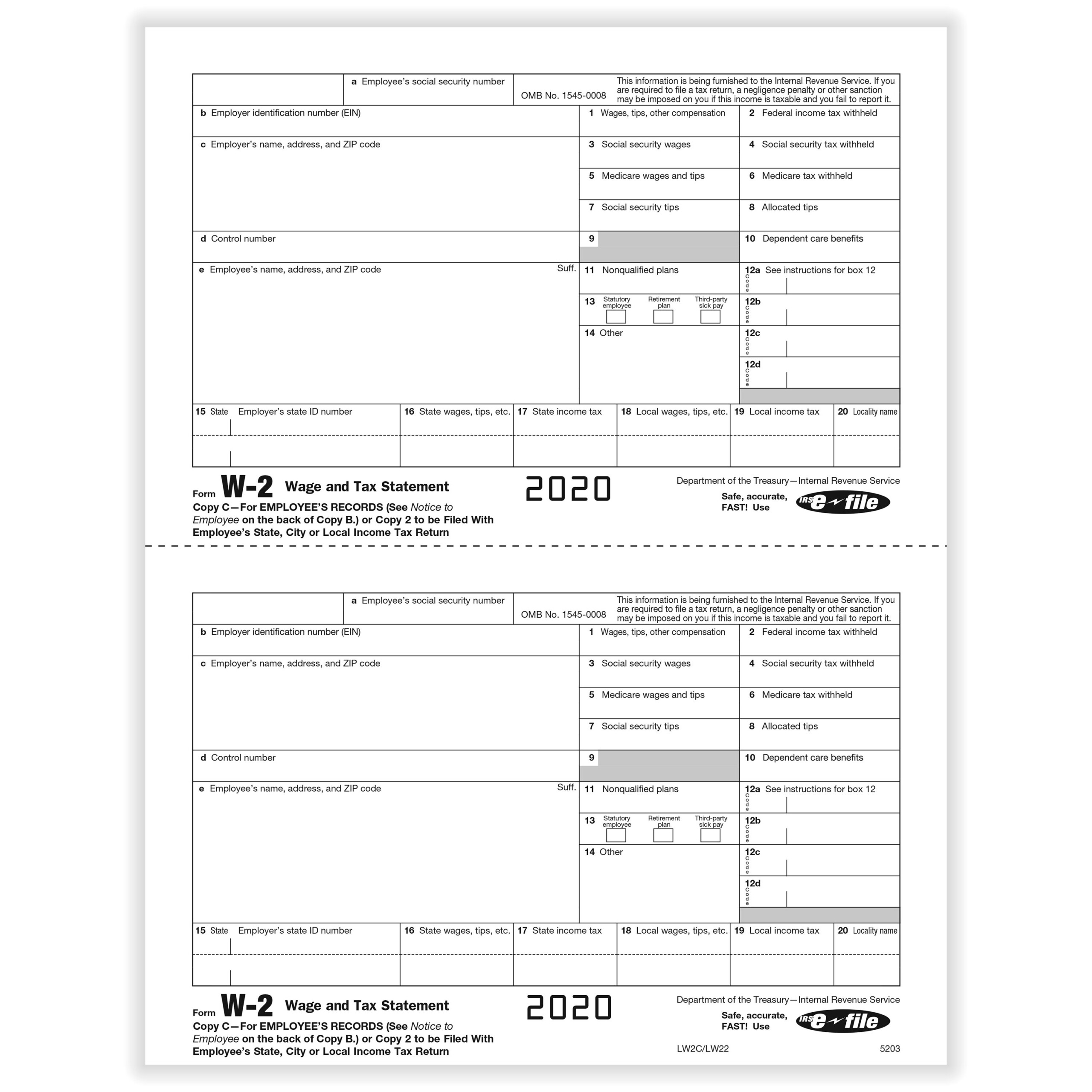 W 2 IRS Approved W 2 Laser Tax Form Copy C W 2 Forms Formstax