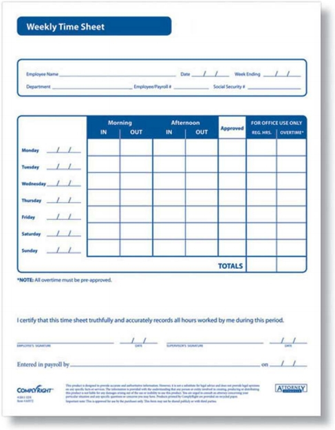 Weekly Timesheet Forms Discount Tax Forms