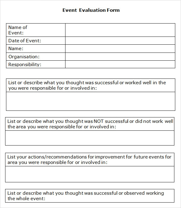 10 Event Evaluation Samples Sample Templates