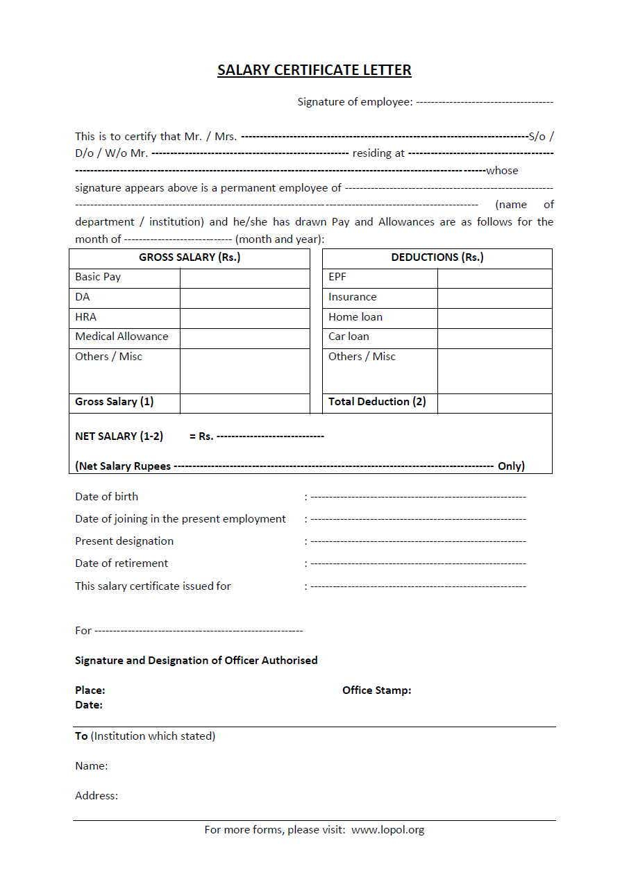 10 Salary Certificate Templates For Employer PDF DOC Free