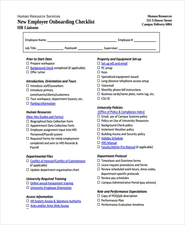 16 New Employee Checklist Templates Sample Templates