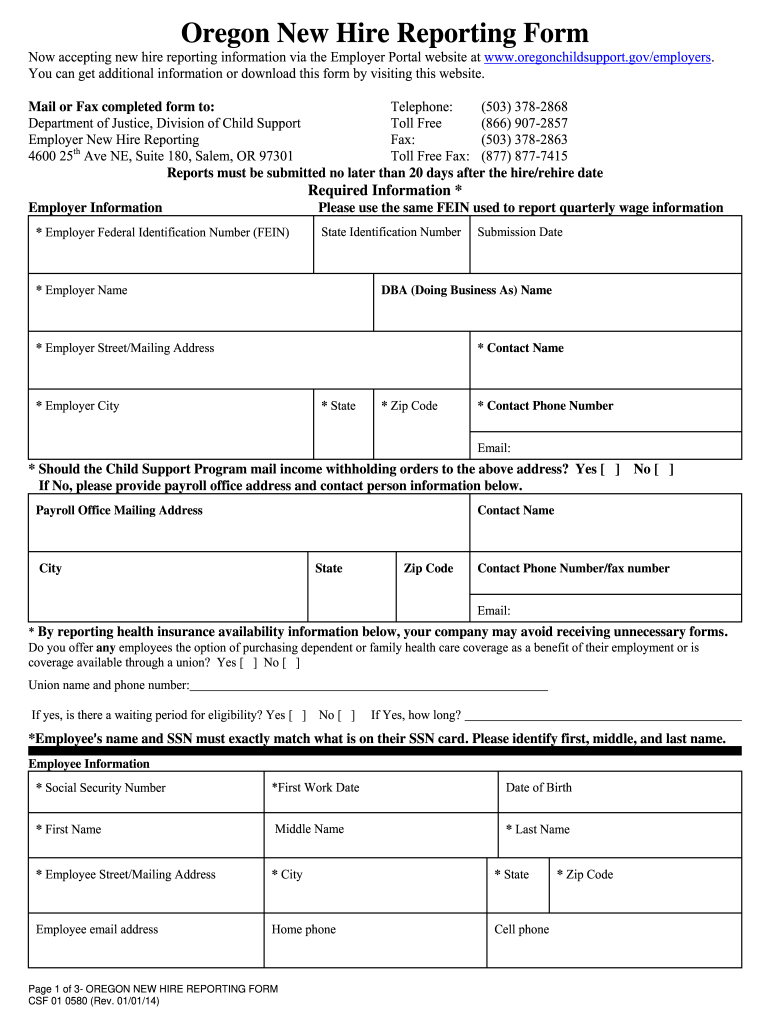 2014 2021 Form OR CSF 01 0580 Fill Online Printable Fillable Blank