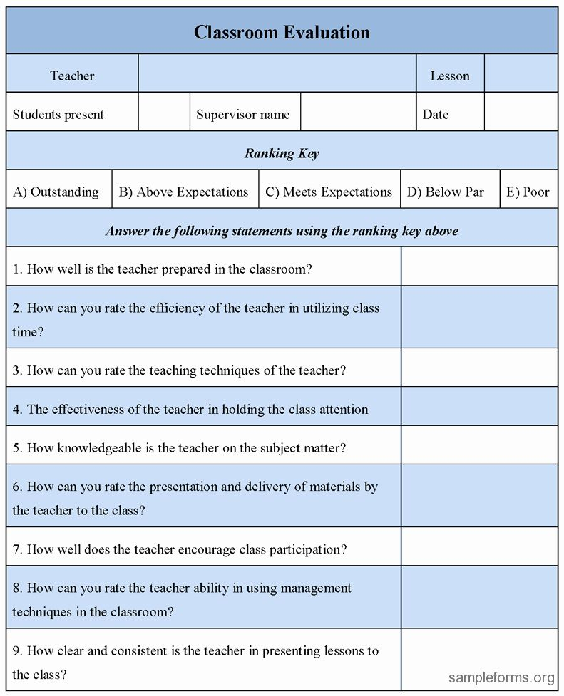 25 Preschool Teacher Evaluation Form In 2020 Teacher Evaluation 