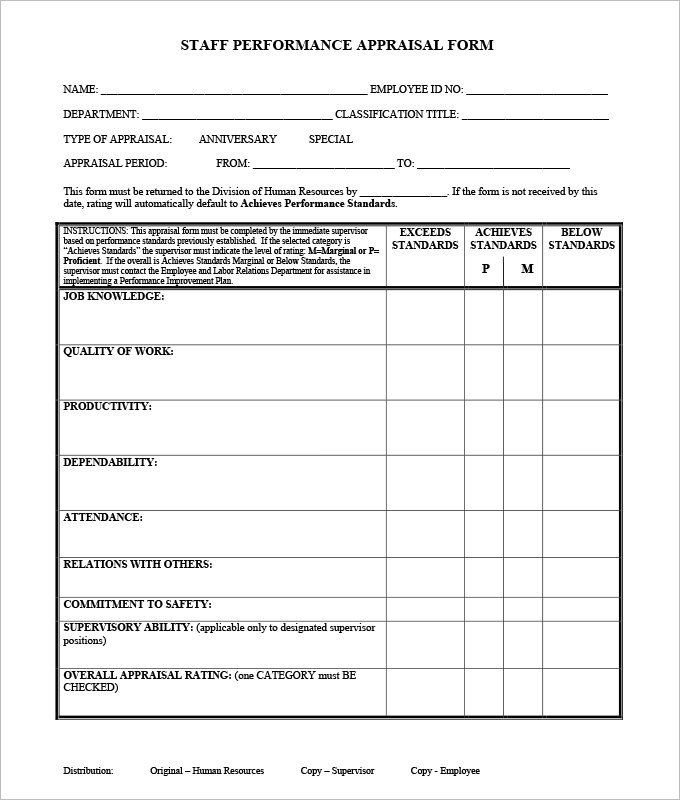 28 Employee Performance Appraisal Form Template In 2020 With Images 