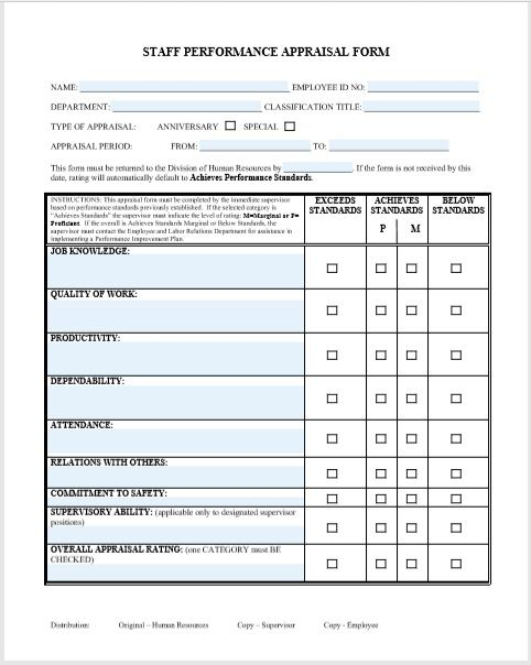 32 Free Employee Evaluation Forms MS Word PDF