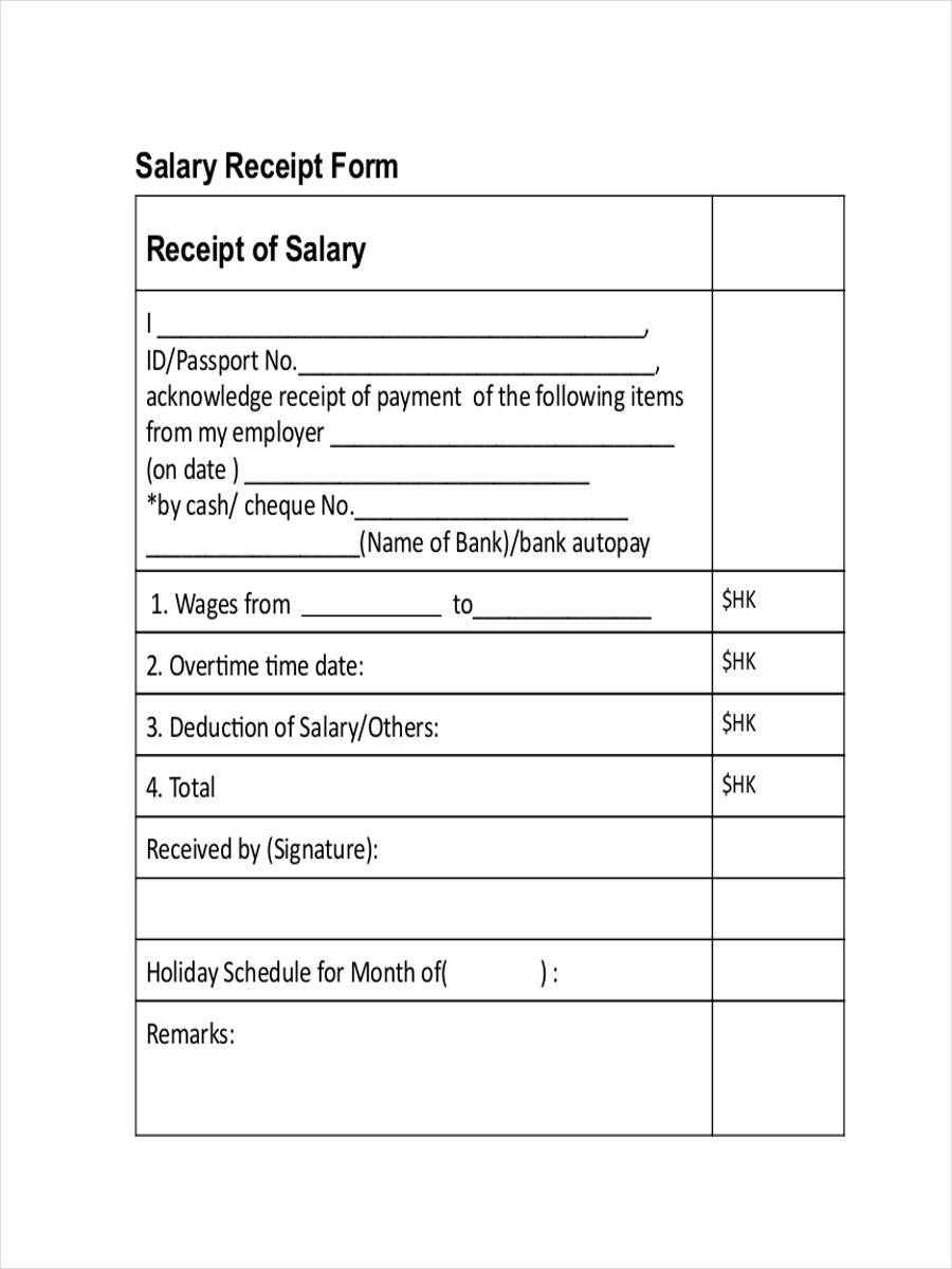 4 Salary Receipt Examples Samples In PDF Examples