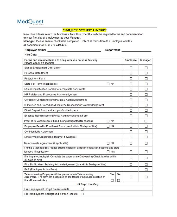 50 Useful New Hire Checklist Templates Forms Template Lab 