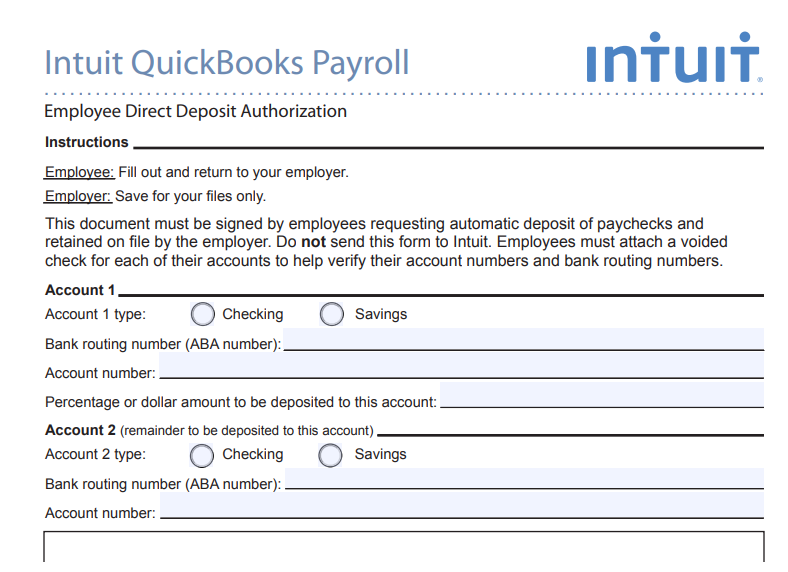 7 Quickbooks Direct Deposit Form Free Download Word PDF 