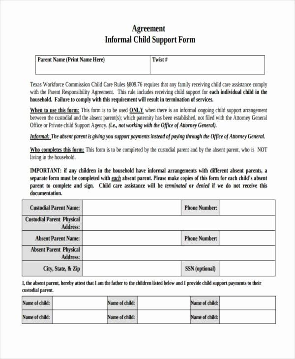 Child Support Agreement Template Best Of 7 Child Support Agreement Form 