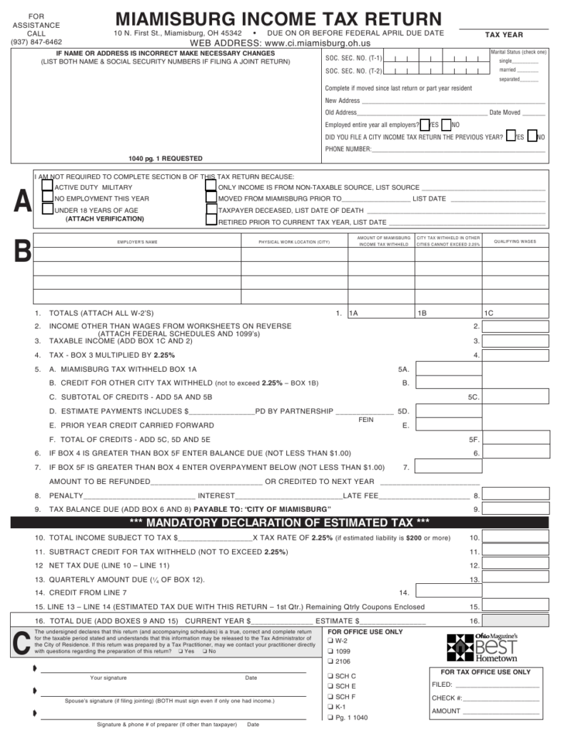 City Tax Withholding Form Ohio TAXW