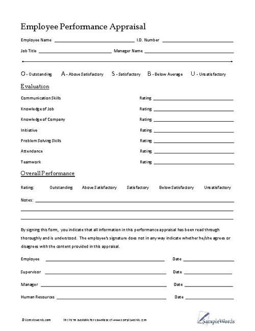 Employee Performance Appraisal Form PDF Download Performance 