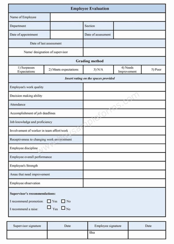 Employee Performance Evaluation Template Best Of Employee Evaluation 