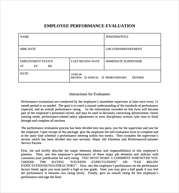 Employee Self Evaluation Form Pdf