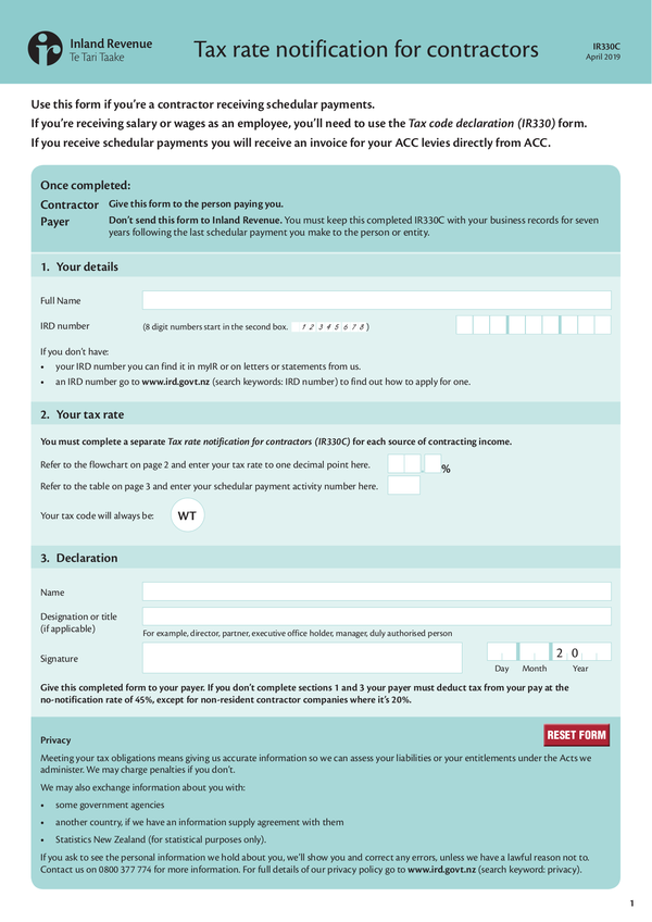 Fill Free Fillable Inland Revenue Department New Zealand PDF Forms