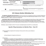 Fillable Form W1 9301 Delaware Monthly Withholding Form 2013