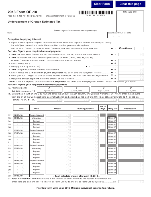 Form 150 101 03 OR 10 Download Fillable PDF Or Fill Online 