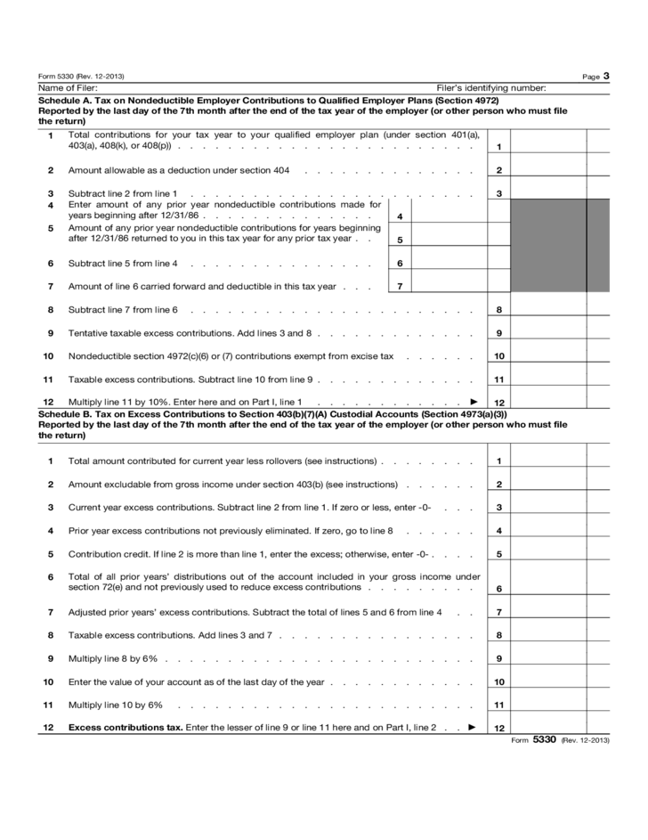 Form 5330 Return Of Excise Taxes Related To Employee Benefit Plans 