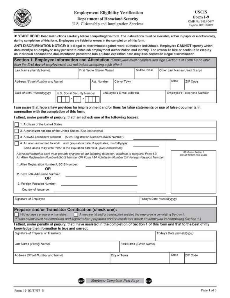 Form I 9 Wikipedia I9 Form 2021 Printable