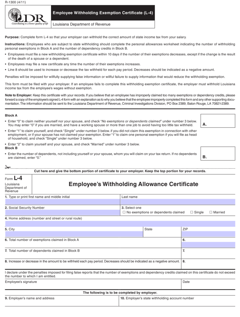 Form R 1300 L 4 Download Fillable PDF Or Fill Online Employee s 