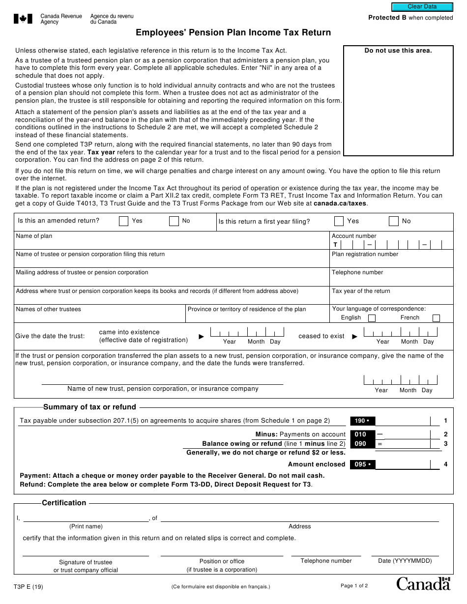 Form T3P Download Fillable PDF Or Fill Online Employees Pension Plan 