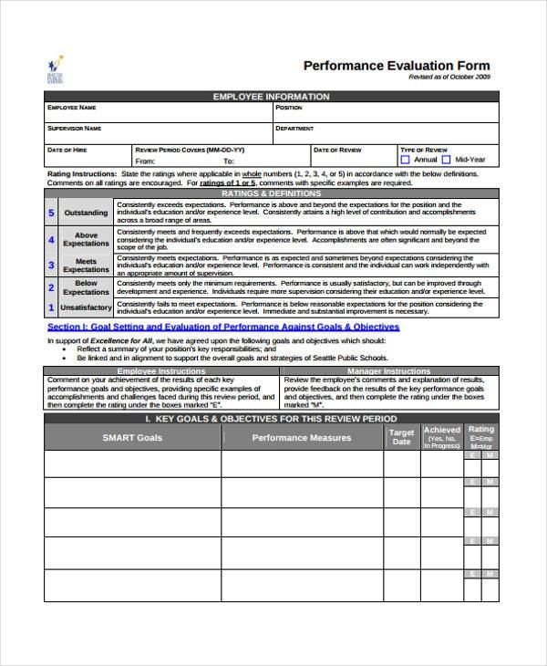 FREE 10 Performance Evaluation Forms In PDF MS Word Excel