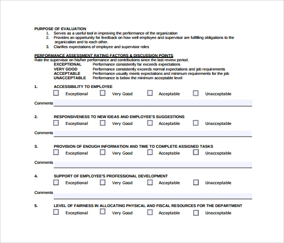 FREE 10 Supervisor Evaluation Samples In PDF