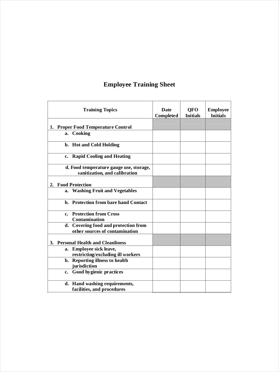 FREE 10 Training Sheet Examples Samples In PDF Word Pages Examples