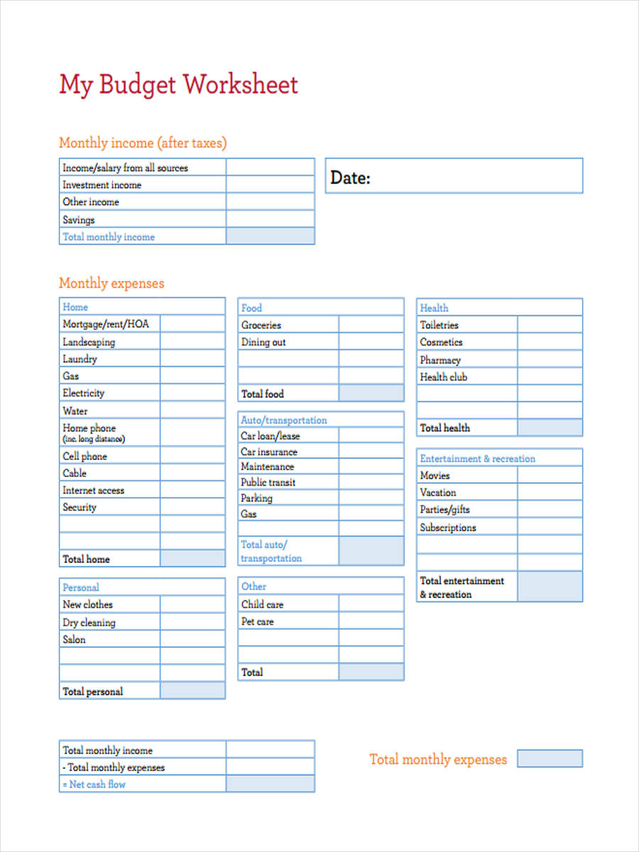 FREE 11 Monthly Budget Forms In PDF MS Word Excel