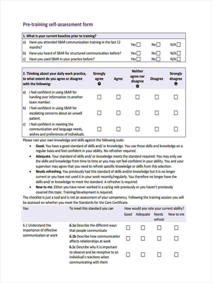 FREE 12 Training Assessment Forms In PDF