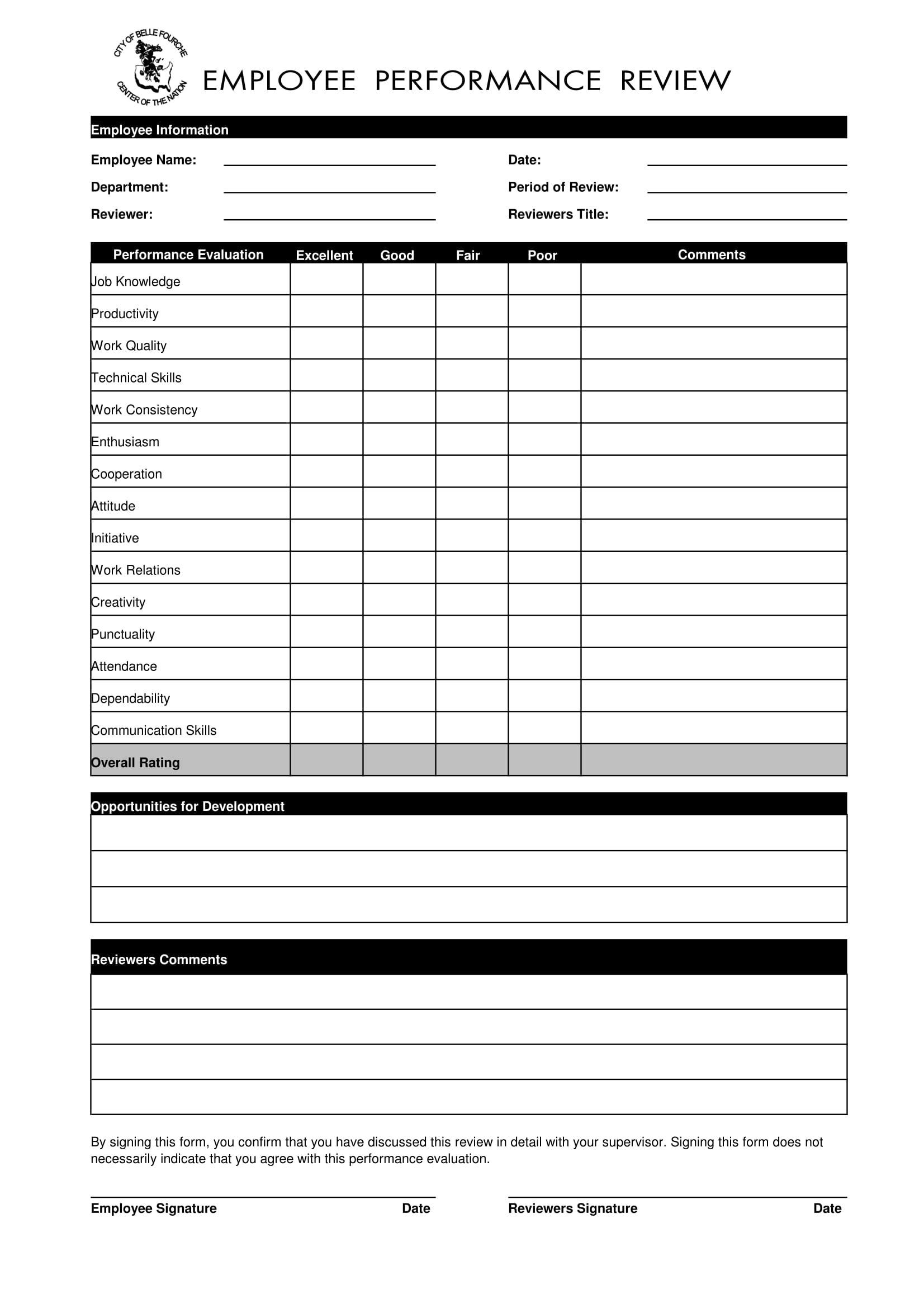 FREE 15 Forms For Employee Reviews In PDF MS Word