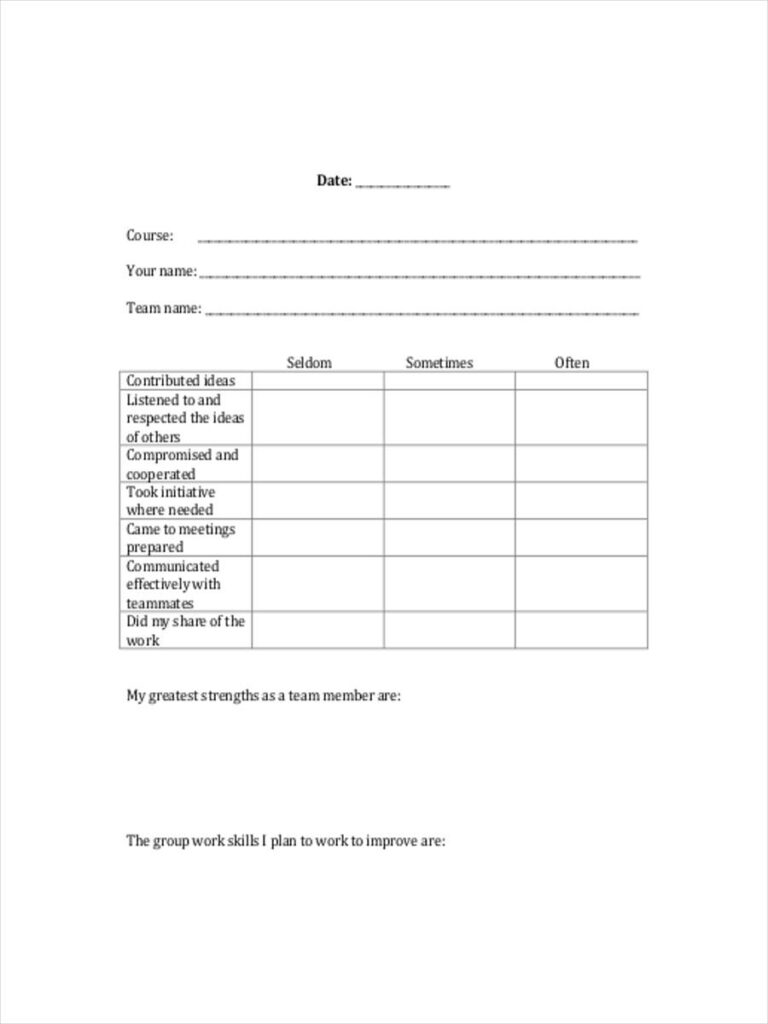 FREE 20 Team Evaluation Forms In PDF Ms Word Excel