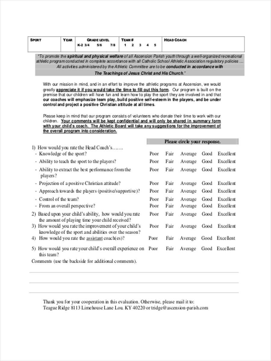 FREE 20 Team Evaluation Forms In PDF Ms Word Excel