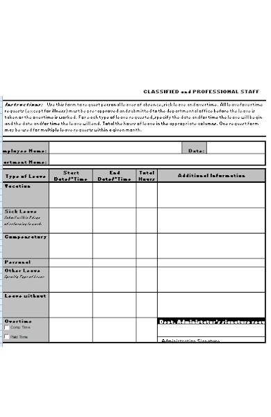 FREE 23 Employee Leave Request Forms In PDF MS Word XLS