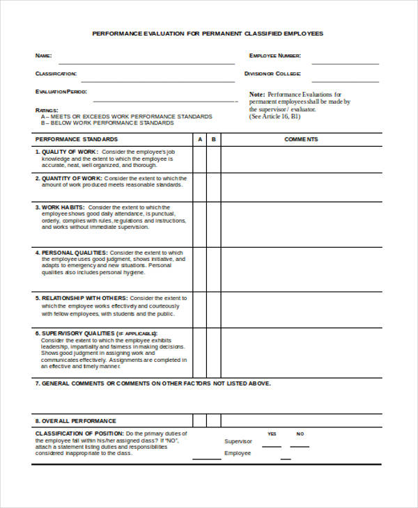 FREE 36 Printable Employee Evaluation Forms In PDF MS Word Excel