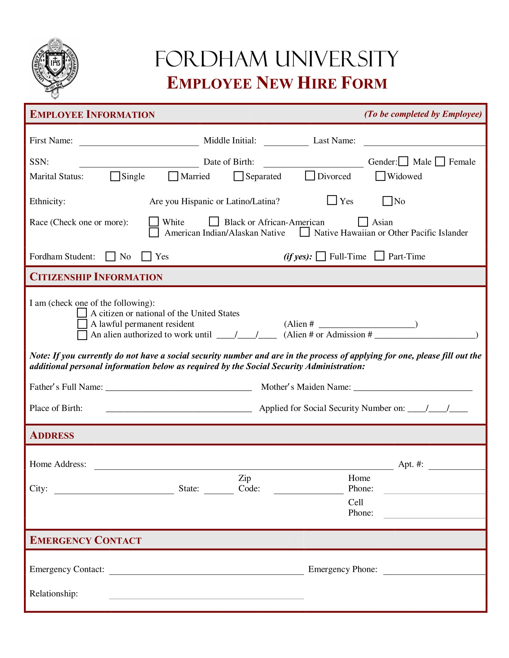 Tax Forms For Employee New Hire 2022  Employeeform.net