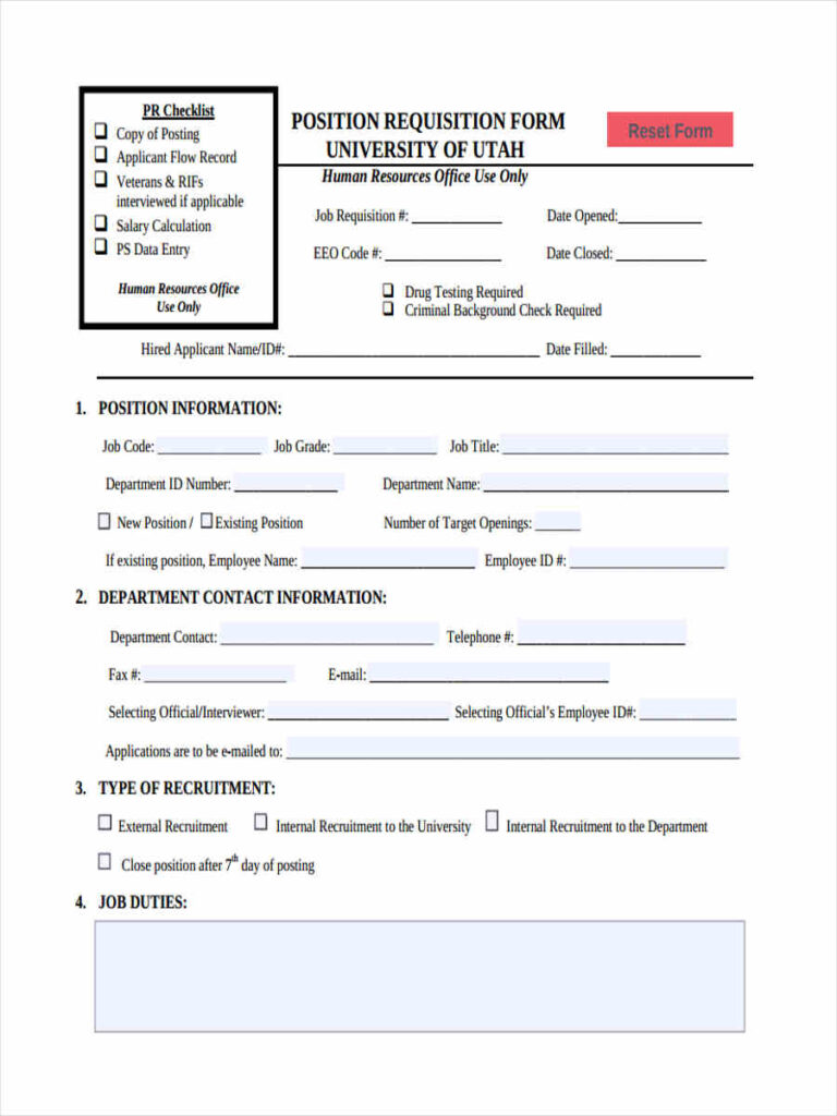 FREE 5 Recruitment Requisition Forms In MS Word PDF