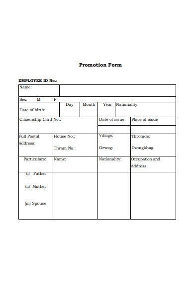 FREE 50 Promotion Forms In PDF MS Word