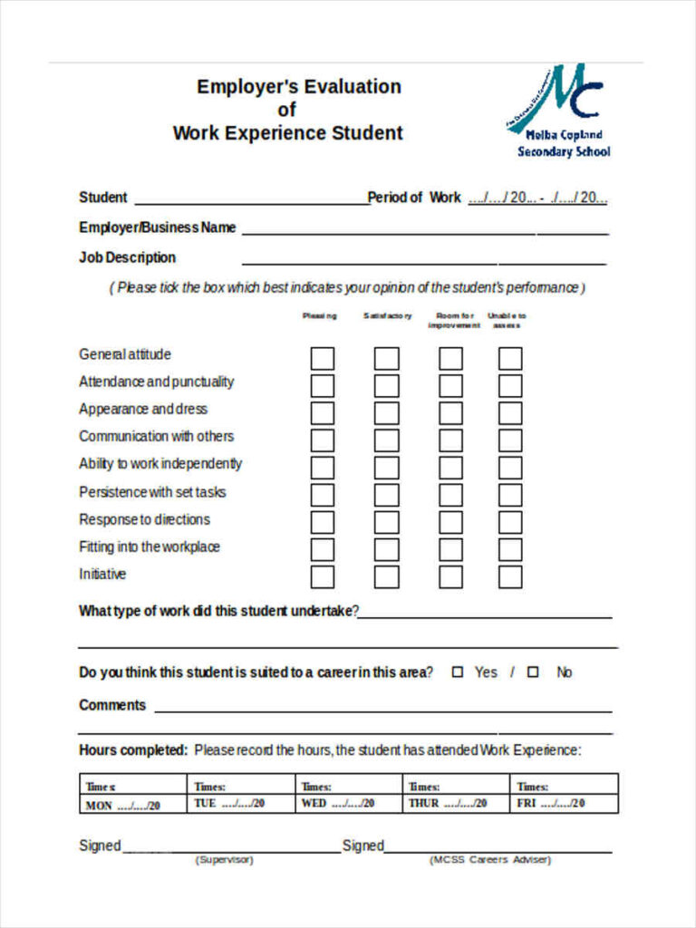 FREE 6 Work Assessment Forms In PDF MS Word