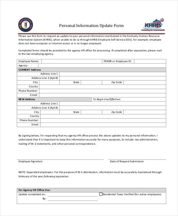 FREE 8 Employee Personal Information Forms In PDF MS Word Excel