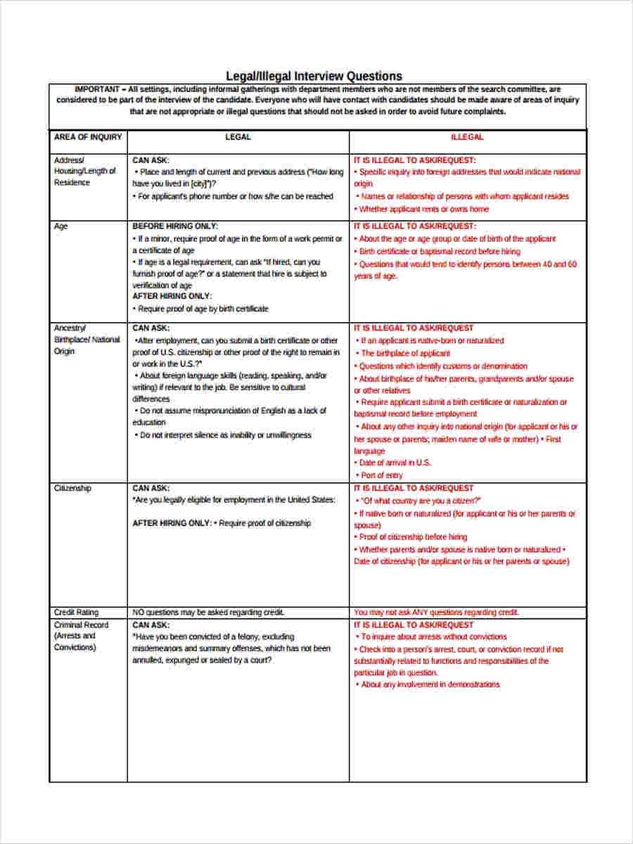 FREE 8 Interview Questionnaire Forms In PDF Ms Word