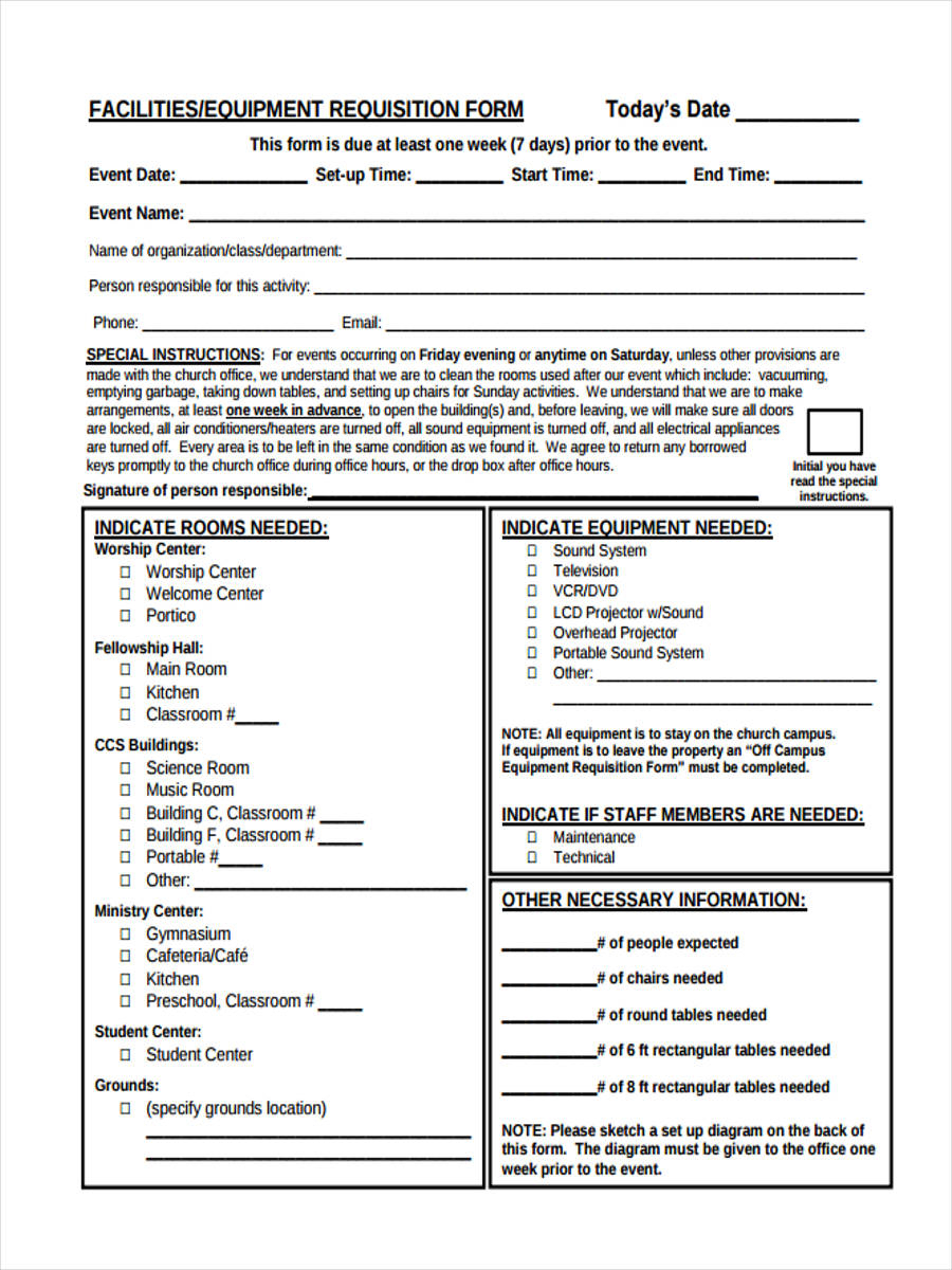 FREE 9 Equipment Requisition Forms In PDF Ms Word Excel