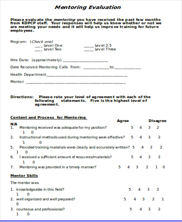 FREE 9 Sample Training Evaluation Forms In MS Word