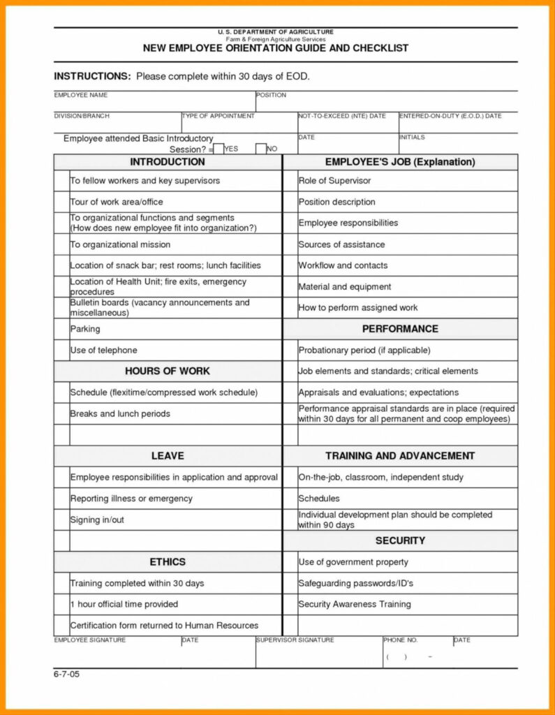 Free New Employee Checklist Shrm Excel Hire Format Template Free 