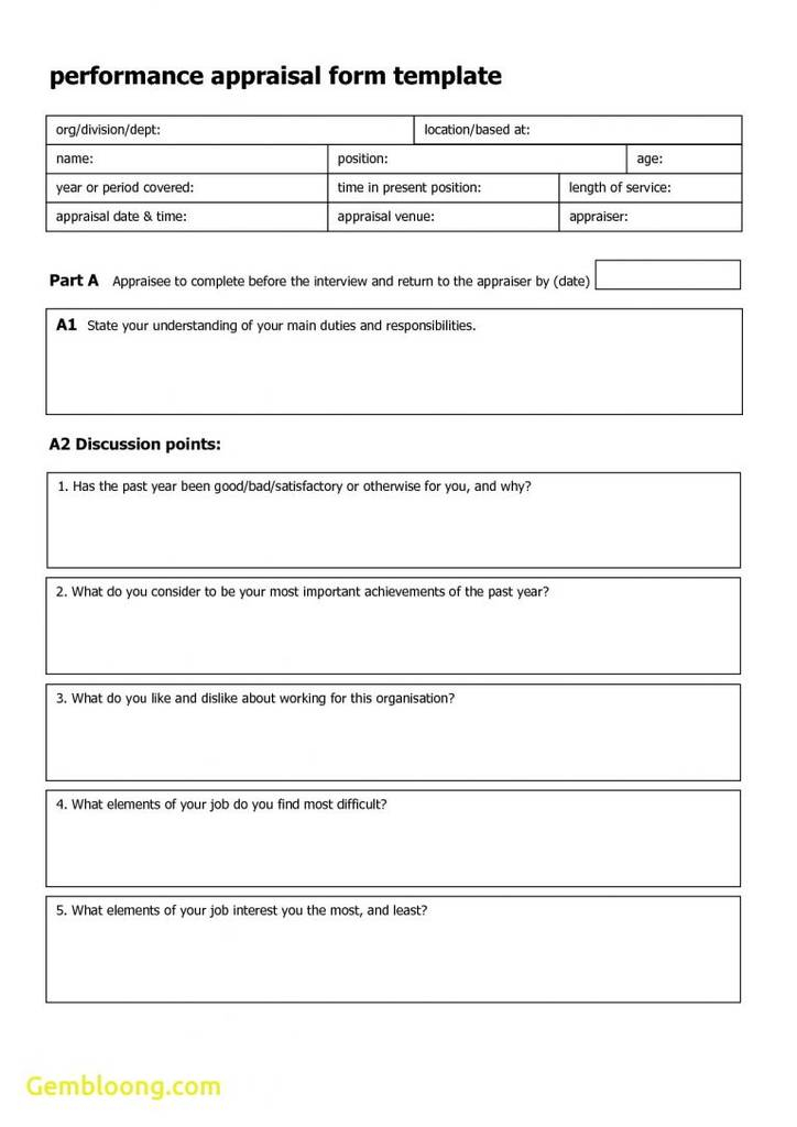 Gallery Of One Page Employee Evaluation Form Beautiful New Medical 