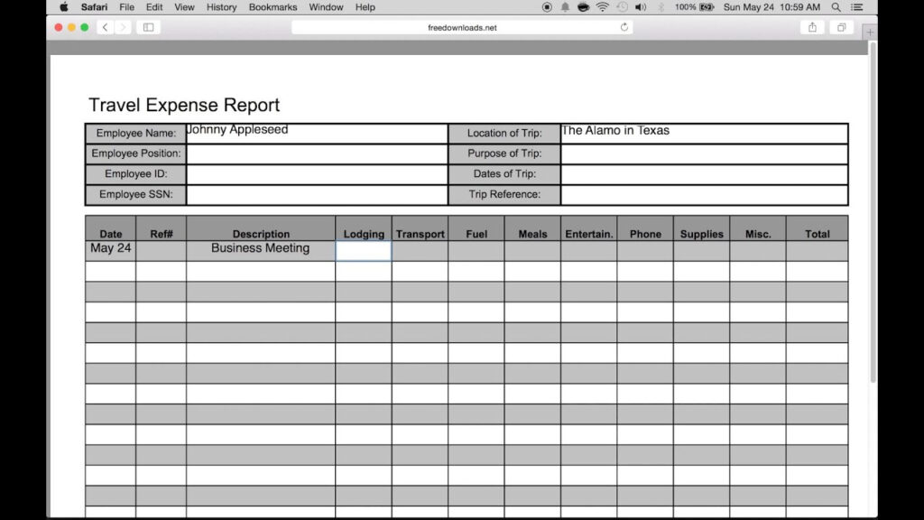 How To Fill in A Free Travel Expense Report PDF Excel YouTube